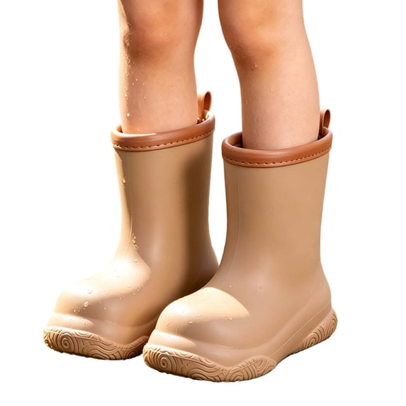 Fesfesfes Solid Kids Rain Boots for Boys Girls,Mid Calf Non Slip Soft Sole Toddler Rain Boots, Plain Waterproof Rain Shoes for 18 Months to 9Years,Summer Outdoor Water Play Walking Rain Footwear