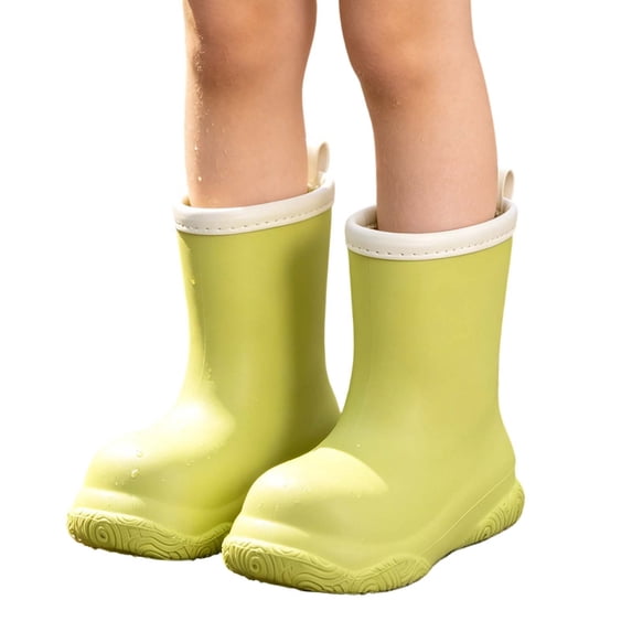 Fesfesfes Solid Kids Rain Boots for Boys Girls,Mid Calf Non Slip Soft Sole Toddler Rain Boots, Plain Waterproof Rain Shoes for 18 Months to 9Years,Summer Outdoor Water Play Walking Rain Footwear