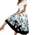 thumbnail image 1 of Fesfesfes Spring Dresses for Women Floral Printing Boho Dress Loose Casual Boat Neck Short Sleeve Dress Long Swing A-Line Beach Dress, 1 of 6