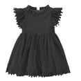 thumbnail image 1 of Fesfesfes Summer Dress for Girls Floral Print Flying Sleeves Pleated Dresses Back Zipper Mini Outfits for Comfortable and Versatile Outfits 1-6 Years(Black,2 years), 1 of 3