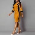 thumbnail image 1 of Fesfesfes Summer Dresses for Women 3/4 Sleeve Round Neck Hollow Out Bodycon Dress Solid Color Knee Length Dress, 1 of 9