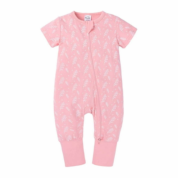 Fesfesfes Summer Jumpsuit Newborn Infant Onesie Baby Girls Boys Bodysuit Short Sleeve Onesie Printed Zipper One-piece Romper Jumpsuit