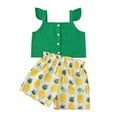 thumbnail image 1 of Fesfesfes Summer Kids Girls 2-piece Outfit Flying Sleeve Tops Pineapple Print Shorts Set, 1 of 9