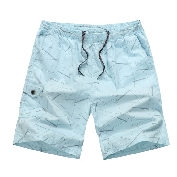 Fesfesfes Summer Mens Shorts Casual Printed Short Pants Cotton Elastic Waist Vacation Loose Beach Pants Spring Sale