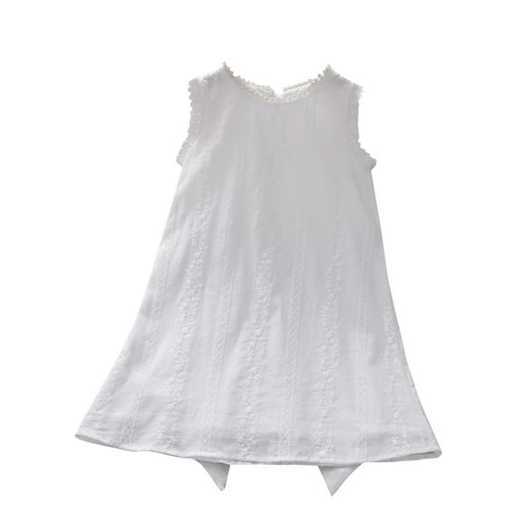 Fesfesfes Summer New Fashionable Girls' Dress Pearl Collar Sleeveless Tank Top with Back Bow for Stylish and Comfortable Wear 2-14 Years(White,9 Years)