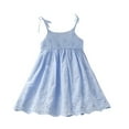 thumbnail image 1 of Fesfesfes Summer New Girls' Dress 2-14 Years Tank Top Skirt with Western Style Strap and Hollow Embroidered Princess Design for Stylish and Comfortable Wear(Blue,2 Years), 1 of 8