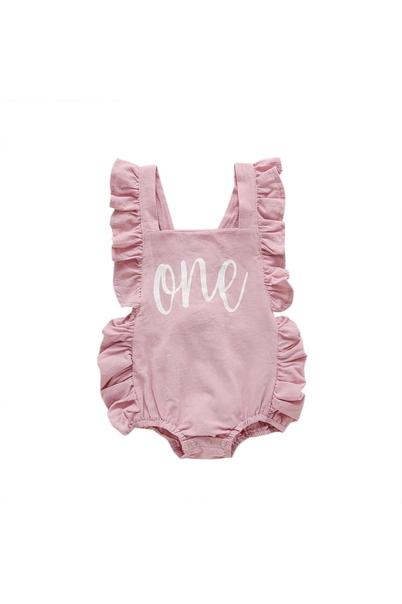 Summer Rompers Baby Girls Letter Printed 1st Birthday Gift Sleeveless Jumpsuit Casual Bodysuit Onesie