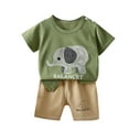 thumbnail image 1 of Fesfesfes Summer Thin Round Neck Short Sleeved Set Home Clothes Two-piece Set Cute Printed T-shirt+shorts(White,2 Years), 1 of 1