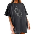 thumbnail image 1 of Fesfesfes Summer Tops for Women Sun and Moon Graphic Tees Loose Crewneck Short Sleeve Tops Casual Streetwear Tunic Tops, 1 of 8