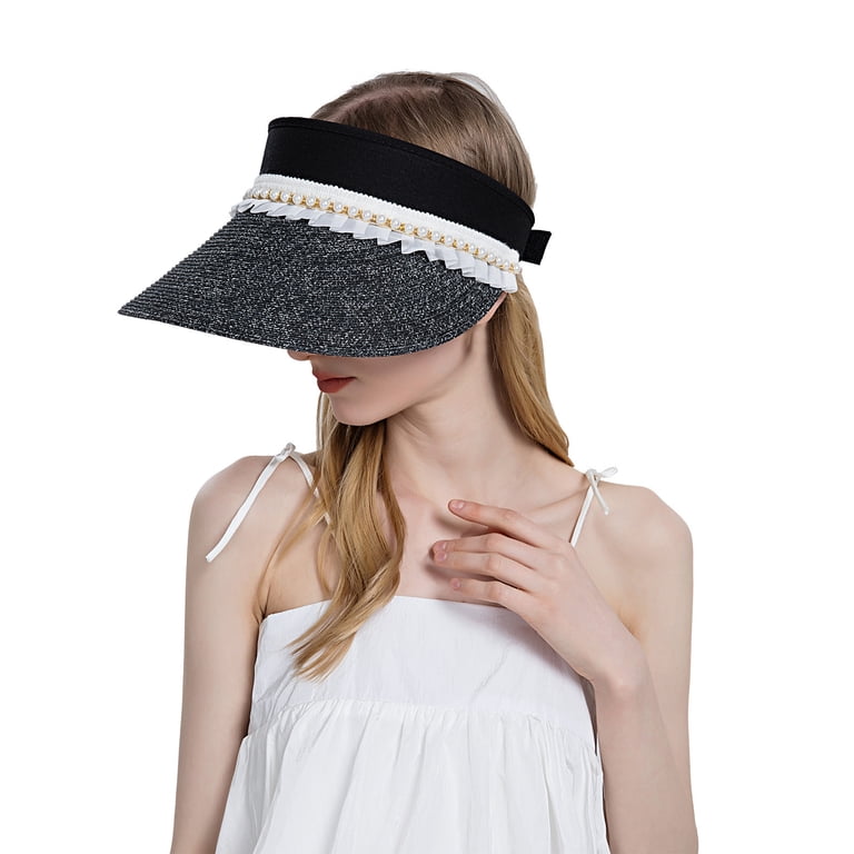 Fesfesfes Sun Visor Hats Women Large Brim Lace Band Summer  display picture 2