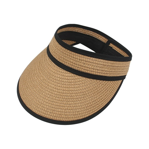 Fesfesfes Sun Visors for Women Wide Brim Straw Hat Foldable Beach Visor Hats UV Protection Sun Hat Casual Beach Hat