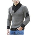 thumbnail image 1 of Fesfesfes Sweater for Men Casual Button Long Sleeve Casual Solid Turtleneck Sweater Blouse Sale Items, 1 of 8