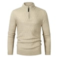 thumbnail image 1 of Fesfesfes Sweater for Men Casual Solid Pullover Half Turtleneck Zip Knit Long Sleeve Sweater Sale Items, 1 of 5