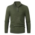 thumbnail image 1 of Fesfesfes Sweater for Men Casual Solid Pullover Half Turtleneck Zip Knit Long Sleeve Sweater, 1 of 5