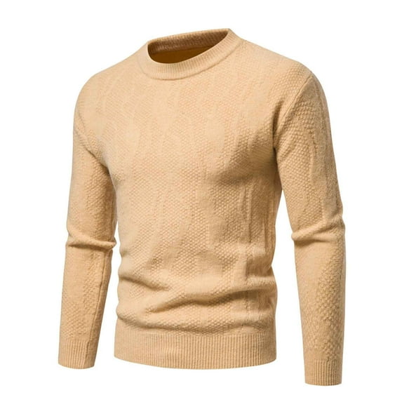 Fesfesfes Sweater for Men Fashion Fall And Winter Sweater Pullover Bottom Knit Color Blocking Sweater Crewneck Holiday