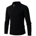 thumbnail image 1 of Fesfesfes Sweater for Men Half Turtleneck Zip Knit Sweater Long Sleeve Rib Bottom Hem Shirt, 1 of 7