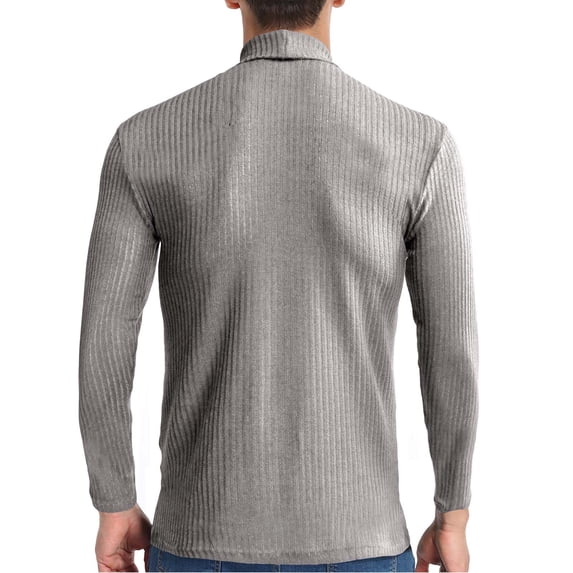 Fesfesfes Sweater for Men Solid Ribbed Slim Fit Knitted Pullover Turtleneck Sweater Base Shirt Clearance Under $10