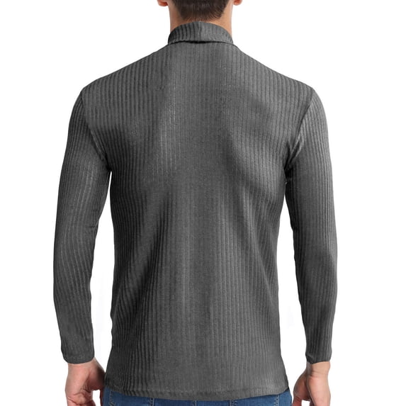 Fesfesfes Sweater for Men Solid Ribbed Slim Fit Knitted Pullover Turtleneck Sweater Base Shirt Clearance