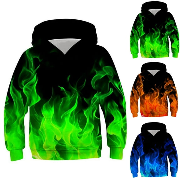 Fesfesfes Sweatshirts For Boys Children's Shirt Long Sleeved Pattern T-shirt Printed Round Neck Cool Boy Hooded Sweatshirt