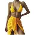thumbnail image 1 of Fesfesfes Ladies Bikini Sets Sling Tops High Waist Shorts Bottoms 3-piece Swimsuit Split Swimwear Women Beachwear Under $10, 1 of 5
