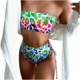 thumbnail image 1 of Fesfesfes Swimsuit for Women Print Tube Top Backless Bikini Two Pieces Swimwear Swimsuit Beachwear Set, 1 of 6