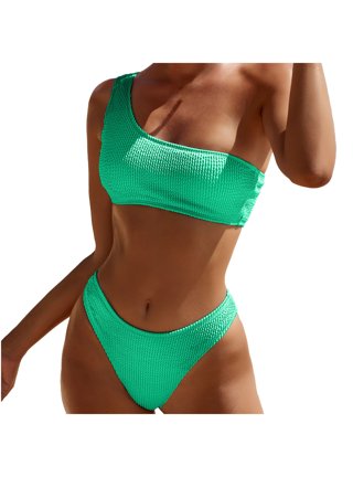 JGGSPWM Women Swim Top Halter Neck Bikini Top Ruched Push Up