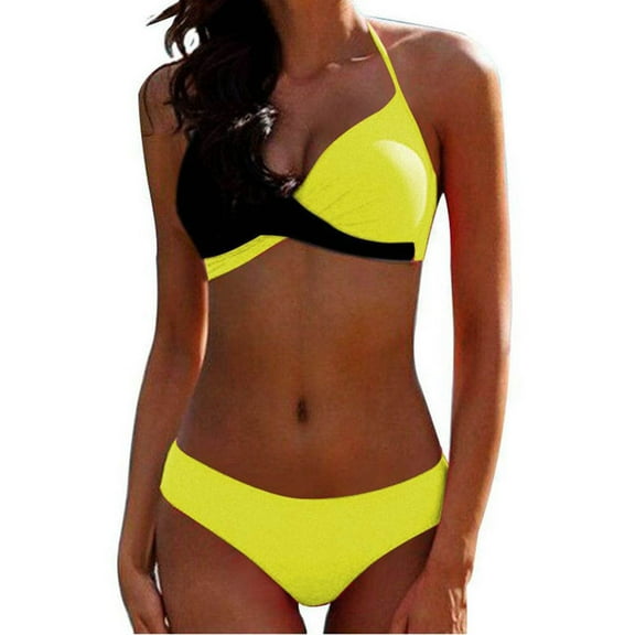 Fesfesfes Swimsuit for Women Women Swimwear Patchwork Bikini Split Swimsuit