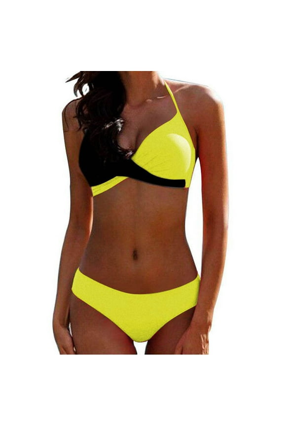 Swimsuit for Women Women Swimwear Patchwork Bikini Split Swimsuit