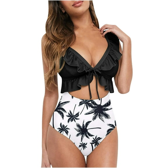 Fesfesfes Swimsuit for Women Women's Bikini Print Set Swimsuit One Piece Filled Bra Swimwear Beachwear