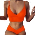 thumbnail image 1 of Fesfesfes Swimsuit for Women Women's Bikini Set Swimsuit Two Piece Filled Soild Swimwear Beachwear, 1 of 6