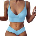 thumbnail image 1 of Fesfesfes Swimsuit for Women Women's Bikini Set Swimsuit Two Piece Filled Soild Swimwear Beachwear, 1 of 7