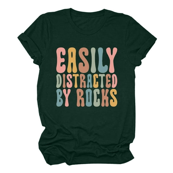 Fesfesfes T Shirt Women Women Fashion Crewneck Printed Short Sleeve T-shirt Casual Loose Shirt Tops Womens Shirts L(US:8)