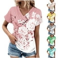 thumbnail image 1 of Fesfesfes T Shirt Women's V-Neck Fashion Casual Short Sleeve Spring And Summer Top Basic Short Sleeve Shirt Women 3XL(US:14), 1 of 6
