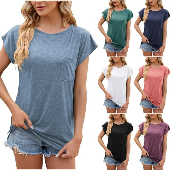 Fesfesfes T Shirt for Womens Fashion Print Tops Short Sleeve Out Blouse Funny Round Neck T-Shirt Tops Womens Tees 2XL(US:12)