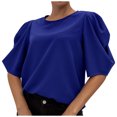 thumbnail image 1 of Fesfesfes T Shirts for Women Fashion Women's Summer Round-Neck Short Sleeve Solid Casual Pullove Blouses Tops Winter Tops 12(XXL), 1 of 8