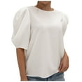 thumbnail image 1 of Fesfesfes T Shirts for Women Fashion Women's Summer Round-Neck Short Sleeve Solid Casual Pullove Blouses Tops Winter Tops 6(M), 1 of 5