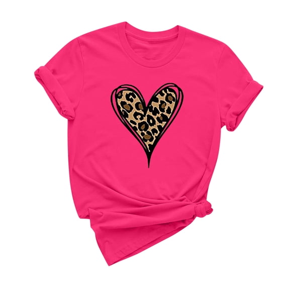 Fesfesfes T Shirts for Women's Casual Round Neck Short-sleeved Christmas Tree Printed T-shirt Top Spring Tops S(US:4)