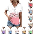 thumbnail image 1 of Fesfesfes T Shirts for Women's V-Neck Fashion Casual Short Sleeve Spring And Summer Top Women's T-Shirts M(US:6), 1 of 6