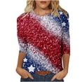 thumbnail image 1 of Fesfesfes T Women's Fashion Printed T-shirt Mid-length 3/4 Sleeves Blouse Round Neck Casual Tops Women Shirts And Blouses XL(US:10), 1 of 4