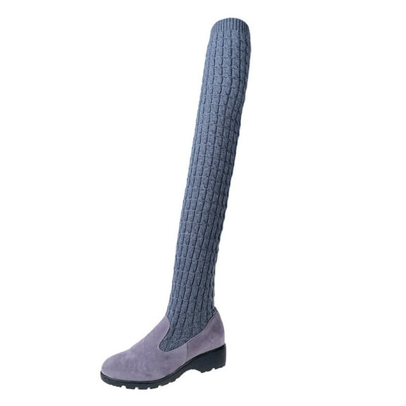 Fesfesfes Tall Black Boots For Women Casual Boots Shoes High-Heel Comfortable Outdoor Non-Slip Outdoor Boots US:4.5(35)