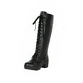 thumbnail image 1 of Fesfesfes Tall Black Boots For Women Large Size Thick Heeled High Heeled Platform Lace Up High Top Women's US:9(42), 1 of 9