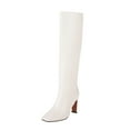 thumbnail image 1 of Fesfesfes Tall Boots For Teen Girls Warmth Block High Heeled Sleeve Patent Synthetic Square Toe Knee Length US:9(42), 1 of 4