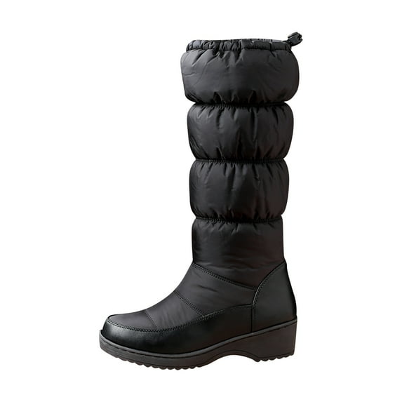 Fesfesfes Tall Boots For Women Fashion Velvet Casual Warm Boots Hidden Wedge Heels Boots Middle Tube Shoes 35(US:4.5)