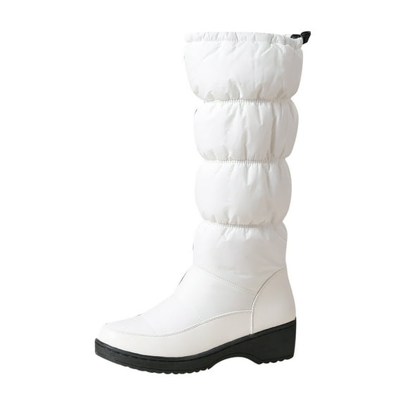 Fesfesfes Tall Boots For Women Fashion Velvet Casual Warm Boots Hidden Wedge Heels Boots Middle Tube Shoes 36(US:5.5)