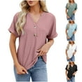 thumbnail image 1 of Fesfesfes Tee Shirts Womens Womens Fashion Print Tops Short Sleeve Out Blouse Funny Round Neck T-Shirt Tops Tank Top Tee Shirts Womens M(US:6), 1 of 5