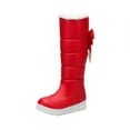 thumbnail image 1 of Fesfesfes Teen Girls Boots Snow Boots Winter College Style Faux-Leather Boots Bowknot Rhinestone Young Ladies High Boots Plush Lined Platform Boots 35(US:4.5), 1 of 9
