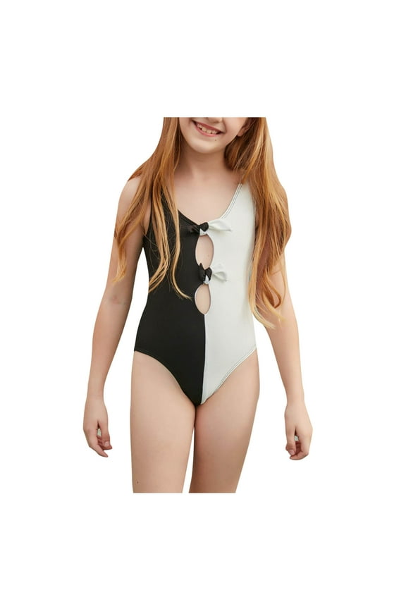 Teen Girls Cute Front Hollow Lace Up Monokini Children Girls Backless One Piece Swimsuit Swim Pool Beach Wear Skinny Bathing Suit 6-12 Years