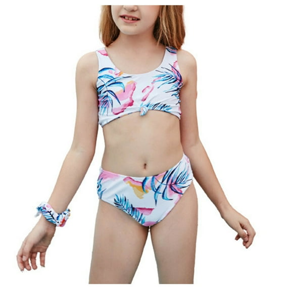 Fesfesfes Teen Girls Holiday Cute Bikini Sets Children Girls Split Two Piece Swimsuit Swim Pool Beach Wear Skinny Bathing Suit 6-12 Years
