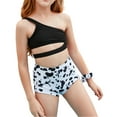thumbnail image 1 of Fesfesfes Teen Girls Holiday Cute Bikini Sets Children Girls Swimwear One Shoulder Split Two Piece Swimsuit Swim Pool Beach Wear Skinny Bathing Suit 6-12 Years, 1 of 9