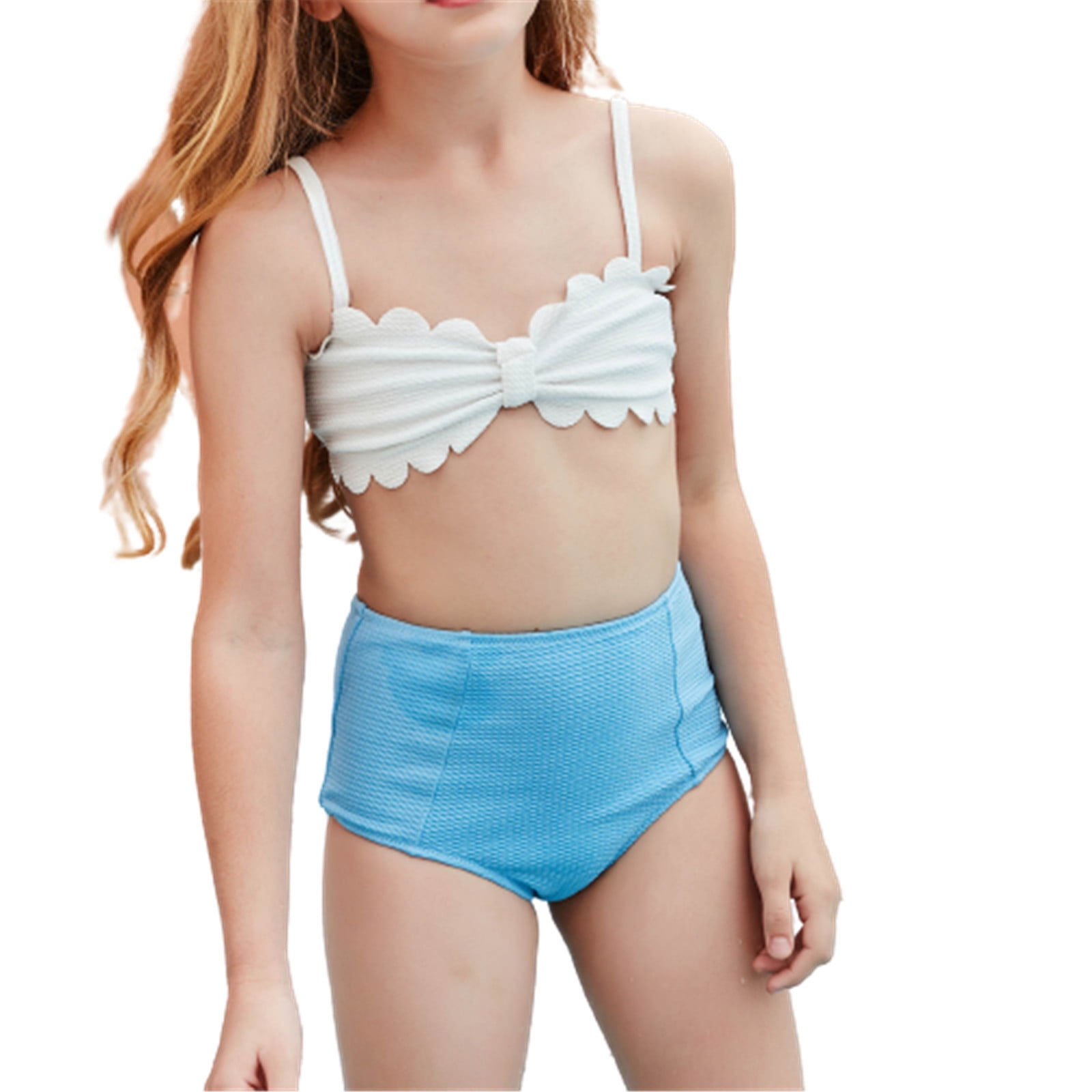 Fesfesfes Teen Girls Holiday Cute Bikini Sets Children Girls Swimwear  Printed Split Two Piece Swimsuit Swim Pool Beach Wear Skinny Bathing Suit  6-12 Years 